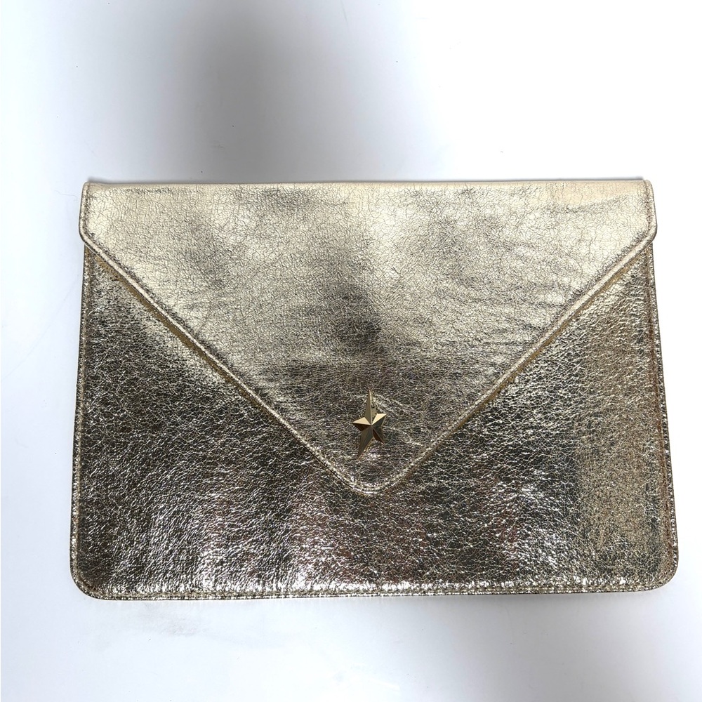 Vintage Thierry Mugler Gold Metallic Clutch | 90s Envelope Evening Bag